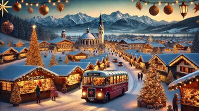 Weihnachtszauber mit onTour Bild zeigt einen Bus zu einem Weihnachtsmarkt